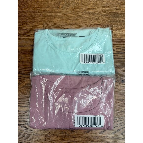 D & Co. Essentials Womens Green Pink 2 Pack Cotton Blend Tops Size 3X Spring NWT - Picture 1 of 9